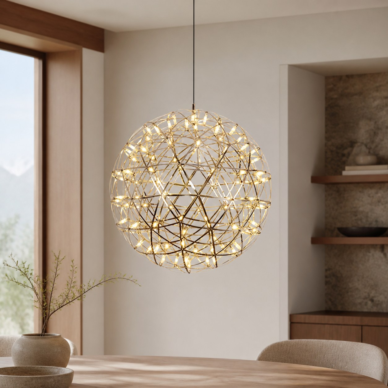 Silver Spark Ball Pendant Light
