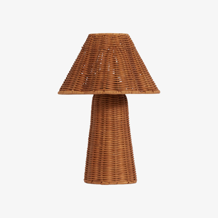 Wickara Sculptural Rattan Mini Table Lamp - Natural Woven Finish Suitable for Side Tables & Entryways
