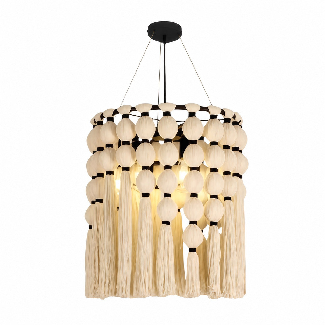 Modulune Modern Elegant Handmade Chandelier with White Cotton Fringe for Living Room