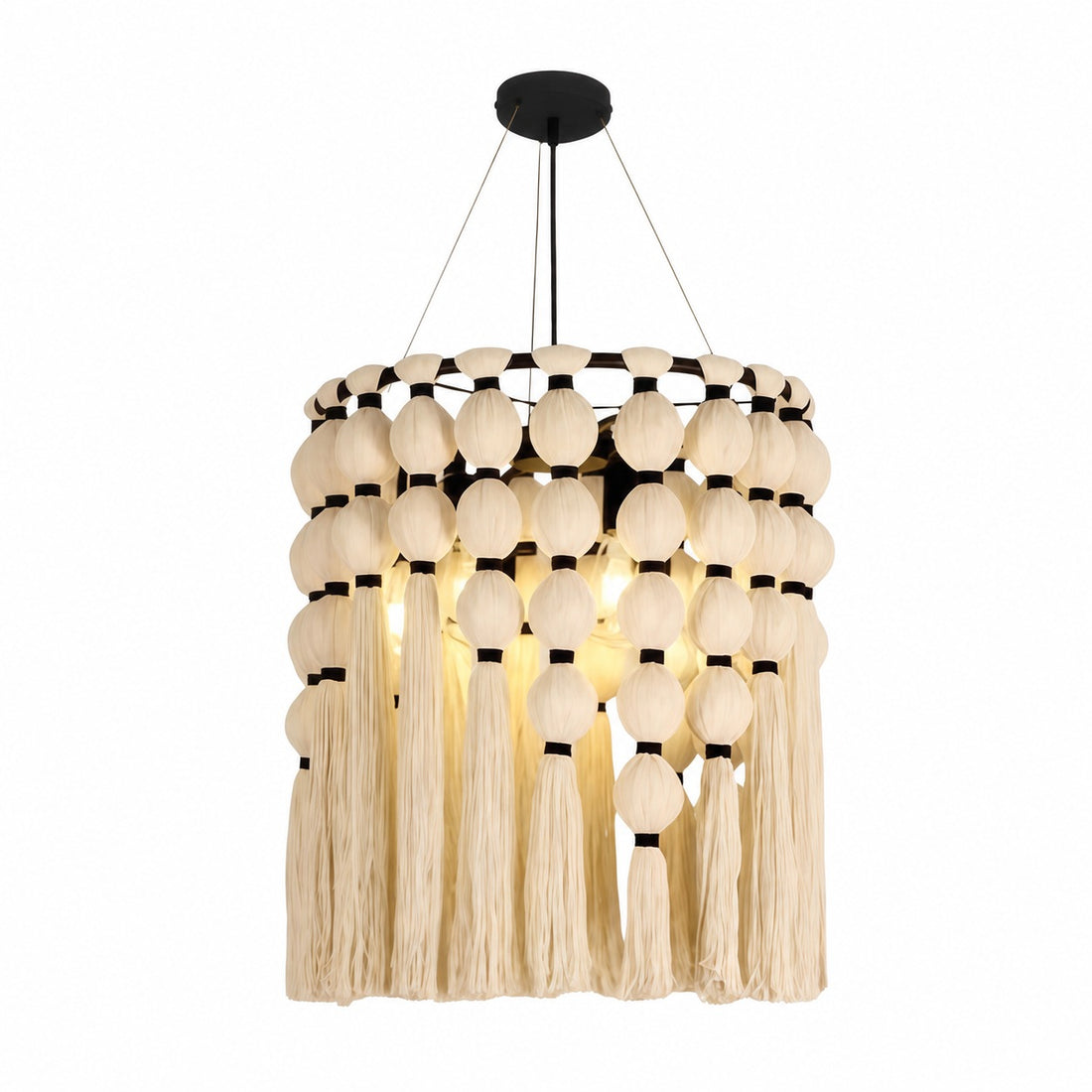 Modulune Modern Elegant Handmade Chandelier with White Cotton Fringe for Living Room