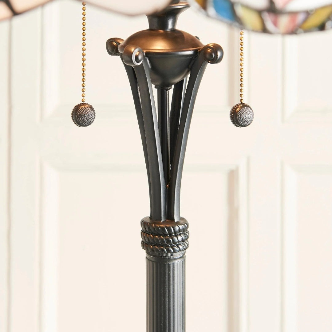 TF Sullivan Tiffany Floor Lamp - Floral Stained Glass Design for Study or Living Room