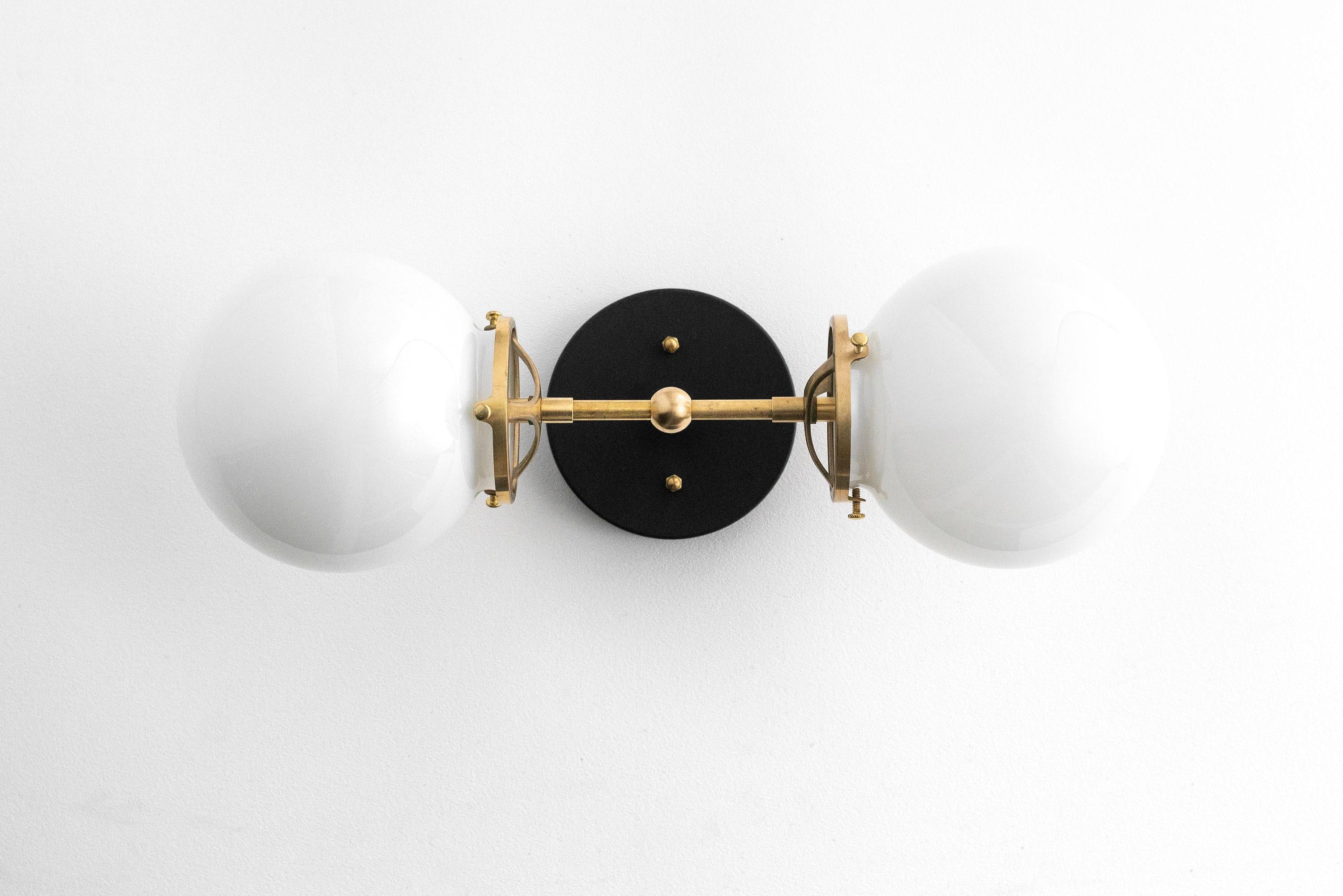 Lumio Globe Art Deco Vanity Light -  Opal Globe Bathroom Sconce