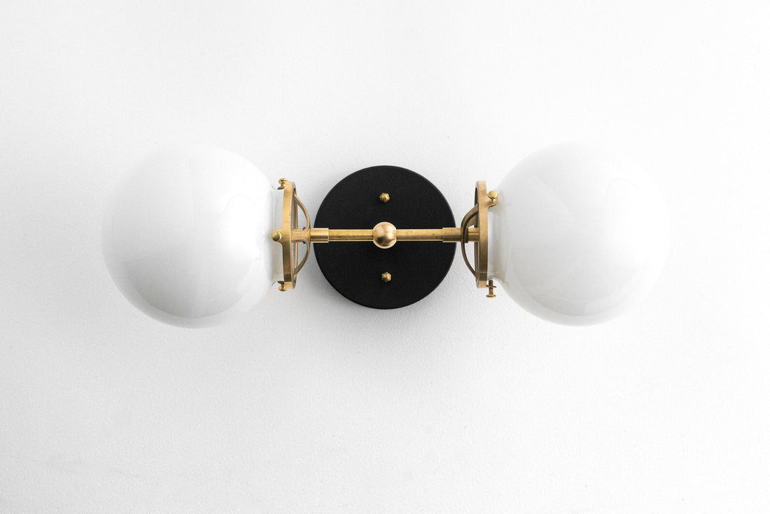 Lumio Globe Art Deco Vanity Light -  Opal Globe Bathroom Sconce