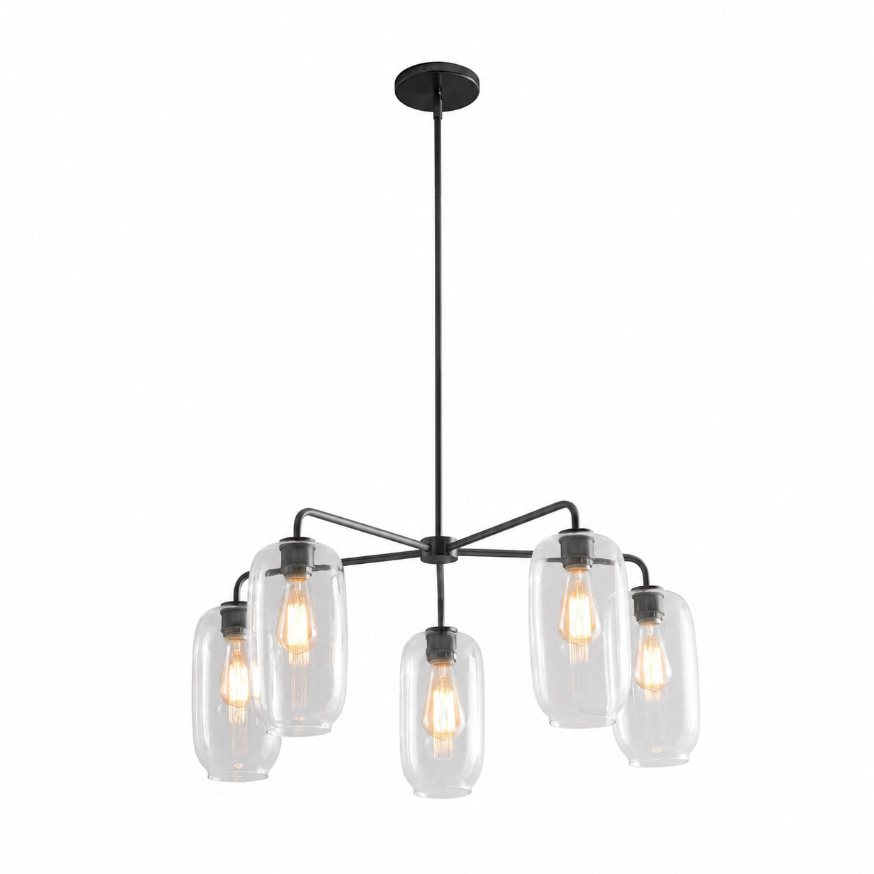 Lumivelle 5-Light Pebble Chandelier - Modern Glass Pendant Lighting