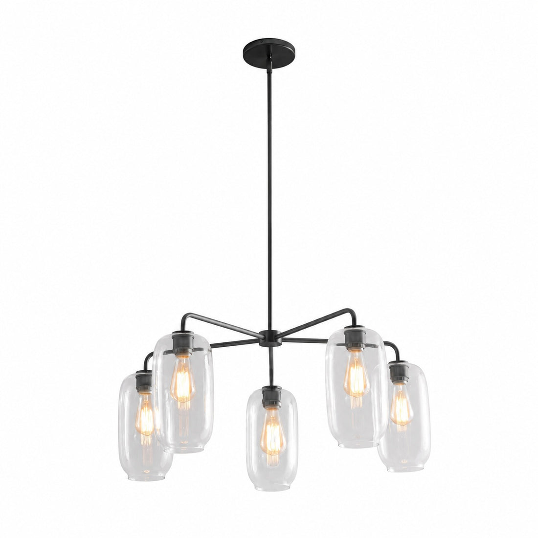 Lumivelle 5-Light Pebble Chandelier - Modern Glass Pendant Lighting