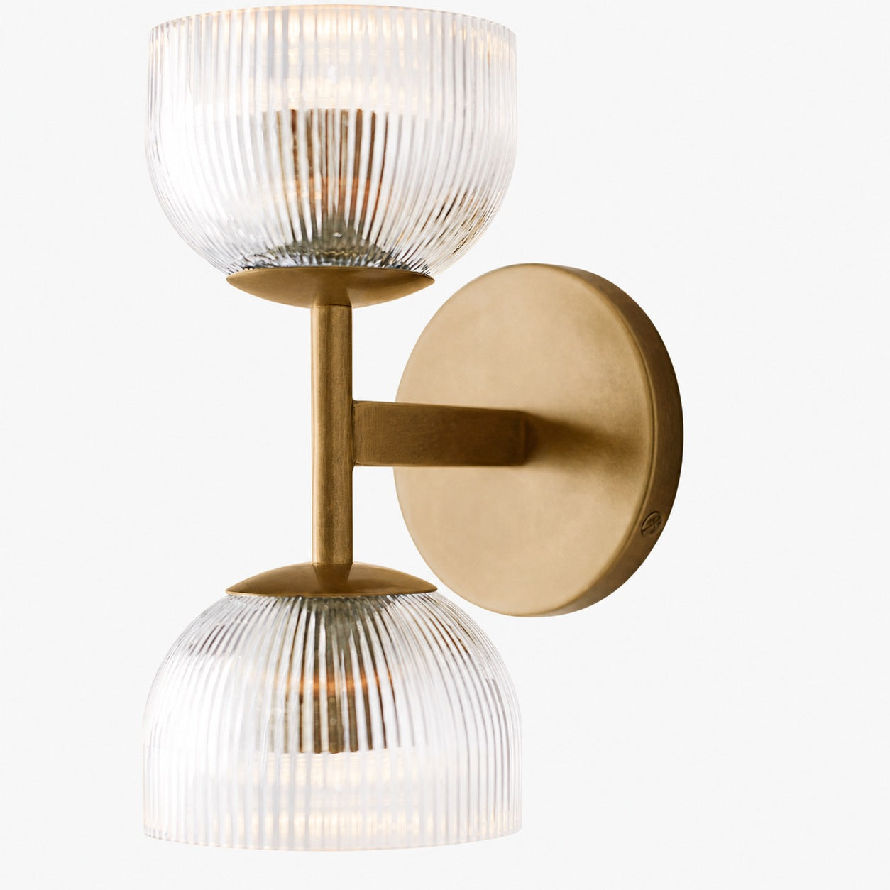 Bravira Ribbed Glass Sconce - Metal Wall Light with Clear Glass Shade