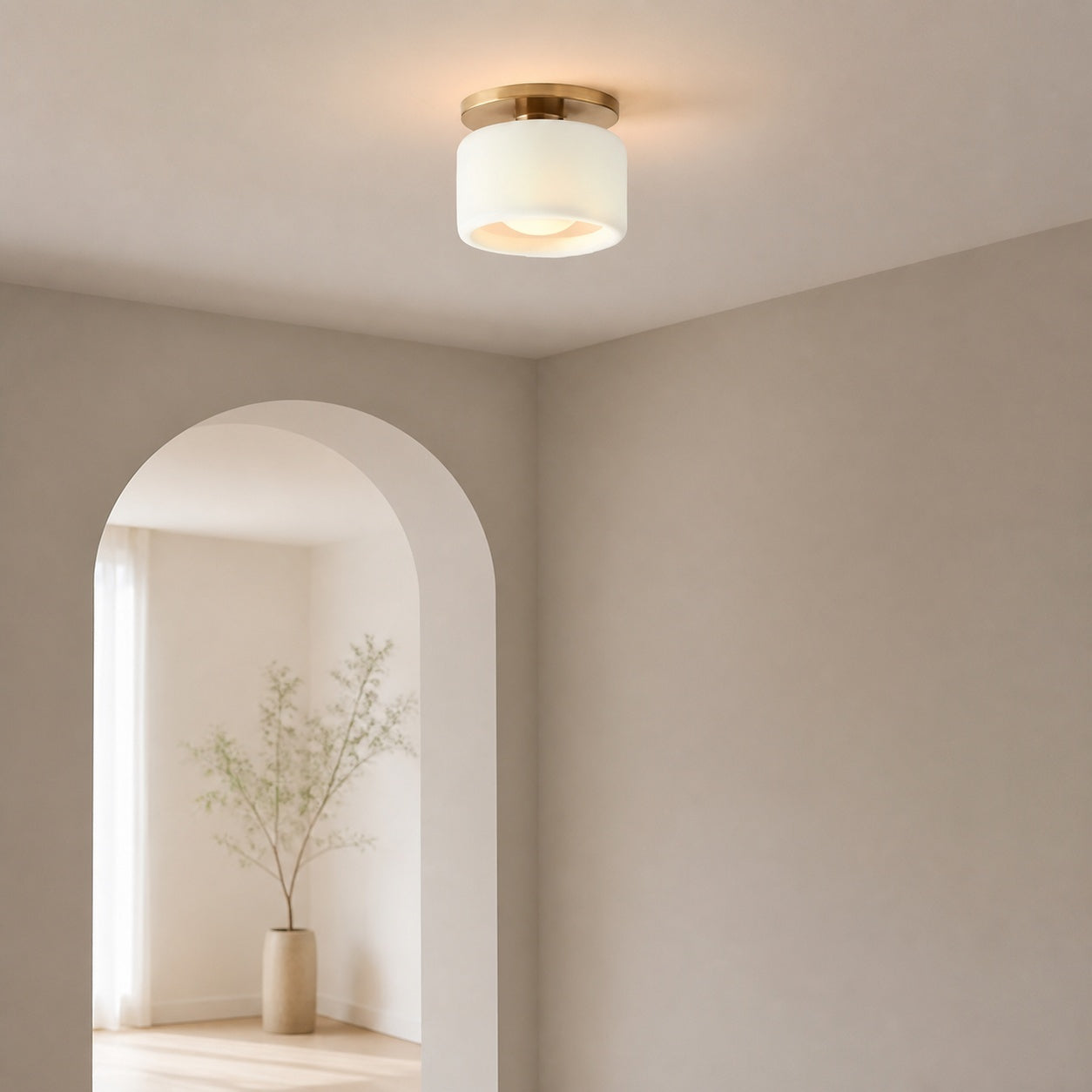 Cerova Modern Porcelain Flush Mount Ceiling Light– Elegant Ivory Shade