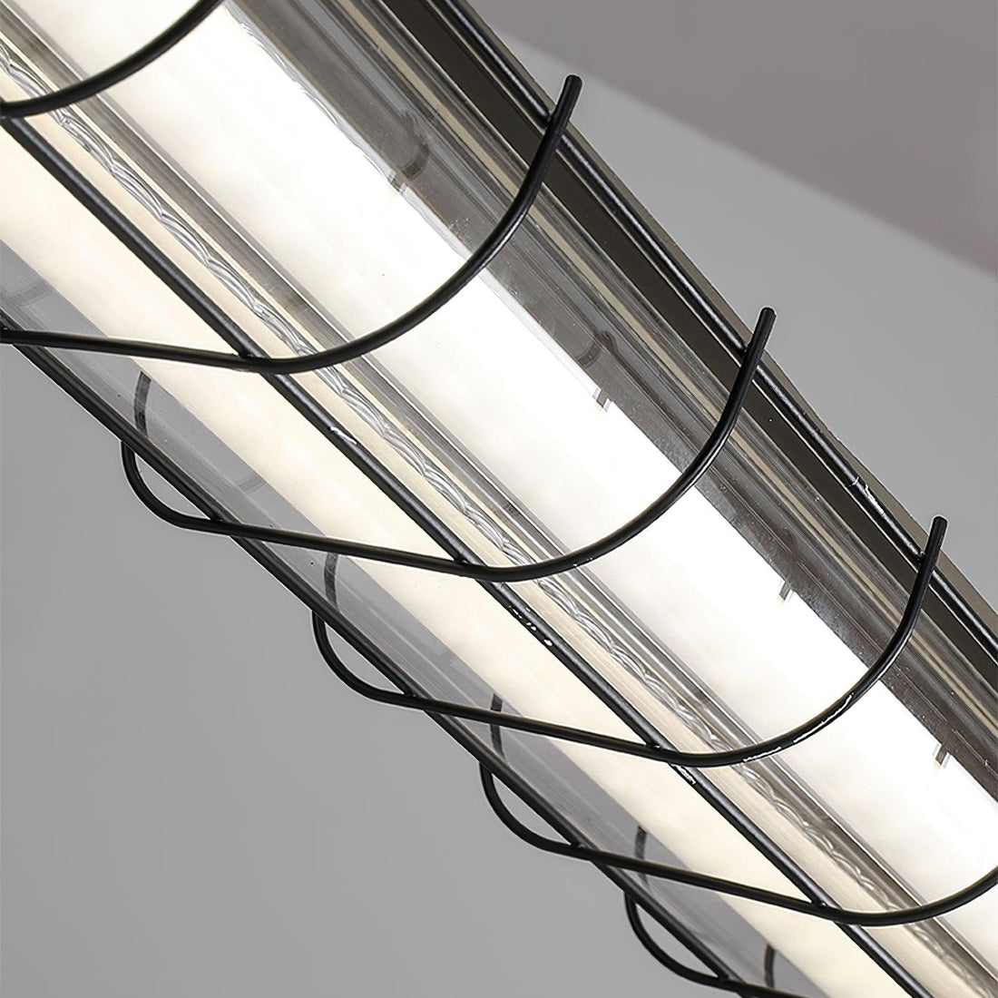 Glass Linearity Chandelier Artisan Clear Cast Iron Metal Sleek Sparkling