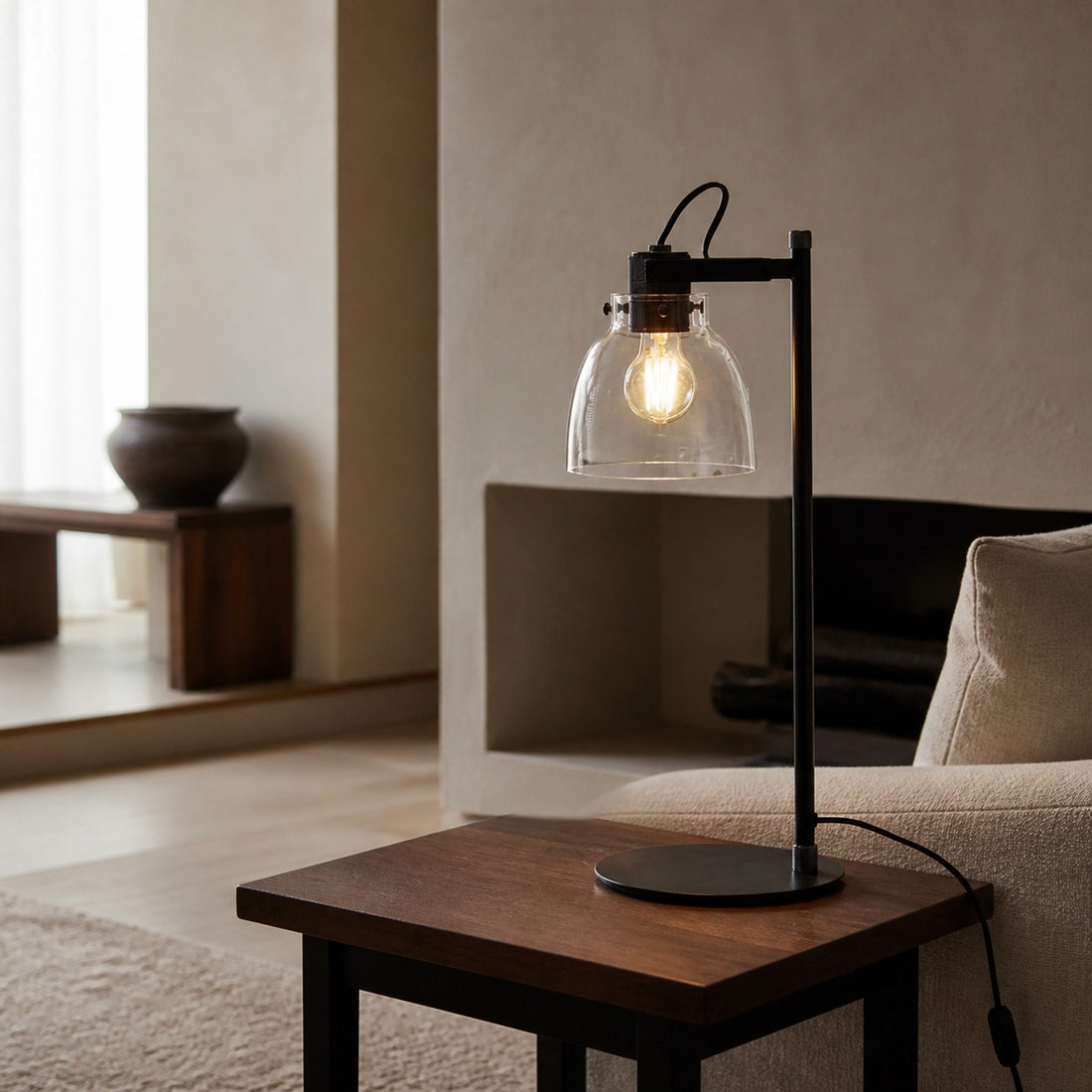 Readium Adjustable Table Lamp - Industrial Metal and Dome Glass for Bedroom and Study