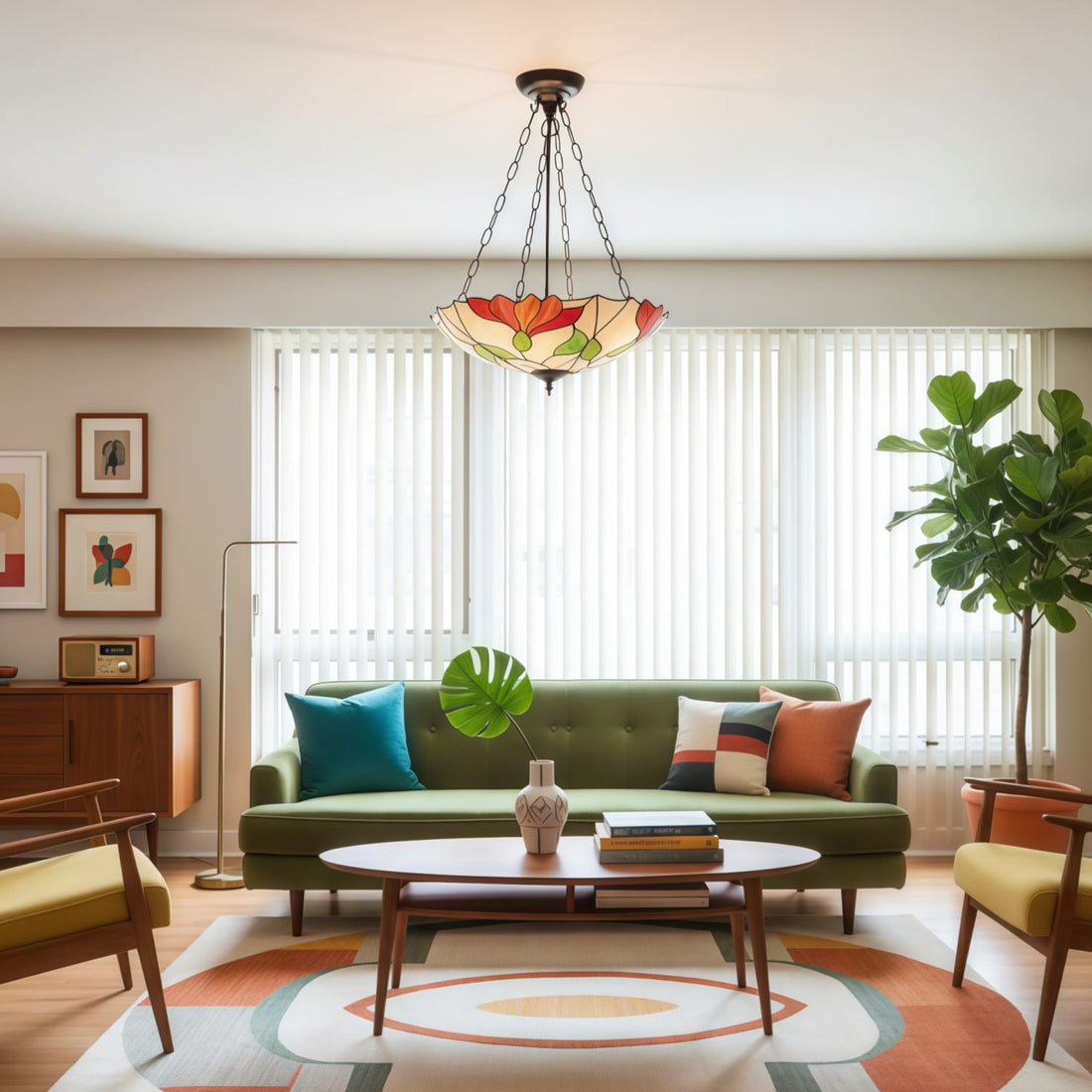 TF Botanica Floral Glass Ceiling & Pendant Lighting - Art Glass Style Fixture for Rooms