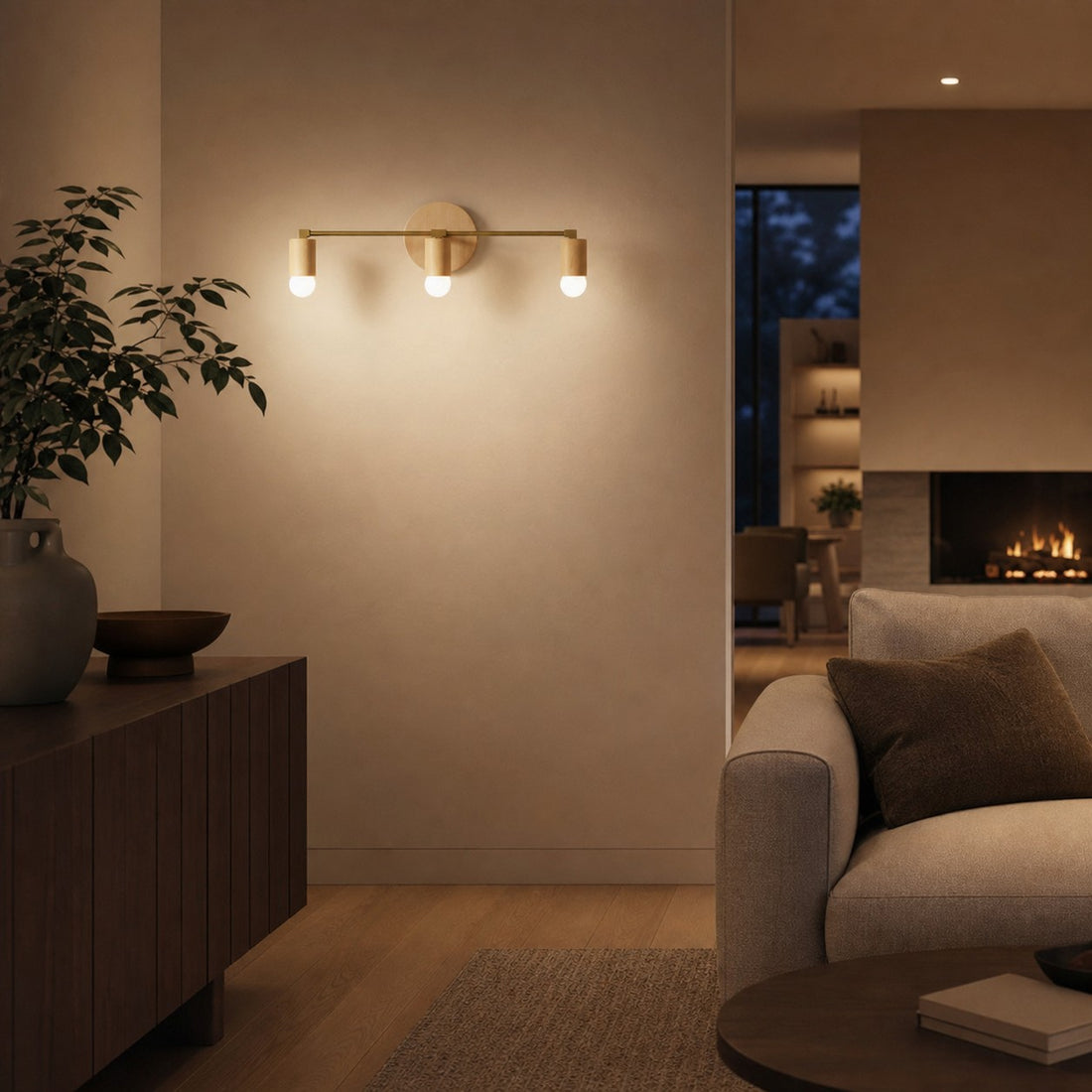 Mobilux Line Wood and Vanity Light - Bohemian Bathroom Lighting Fixture