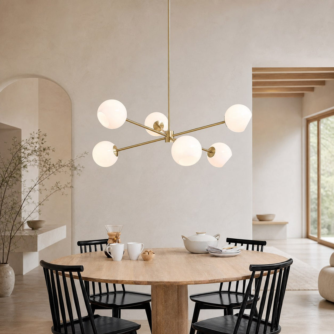 Brina 6-Light Glass Metal Frame Chandelier - Perfect Lighting