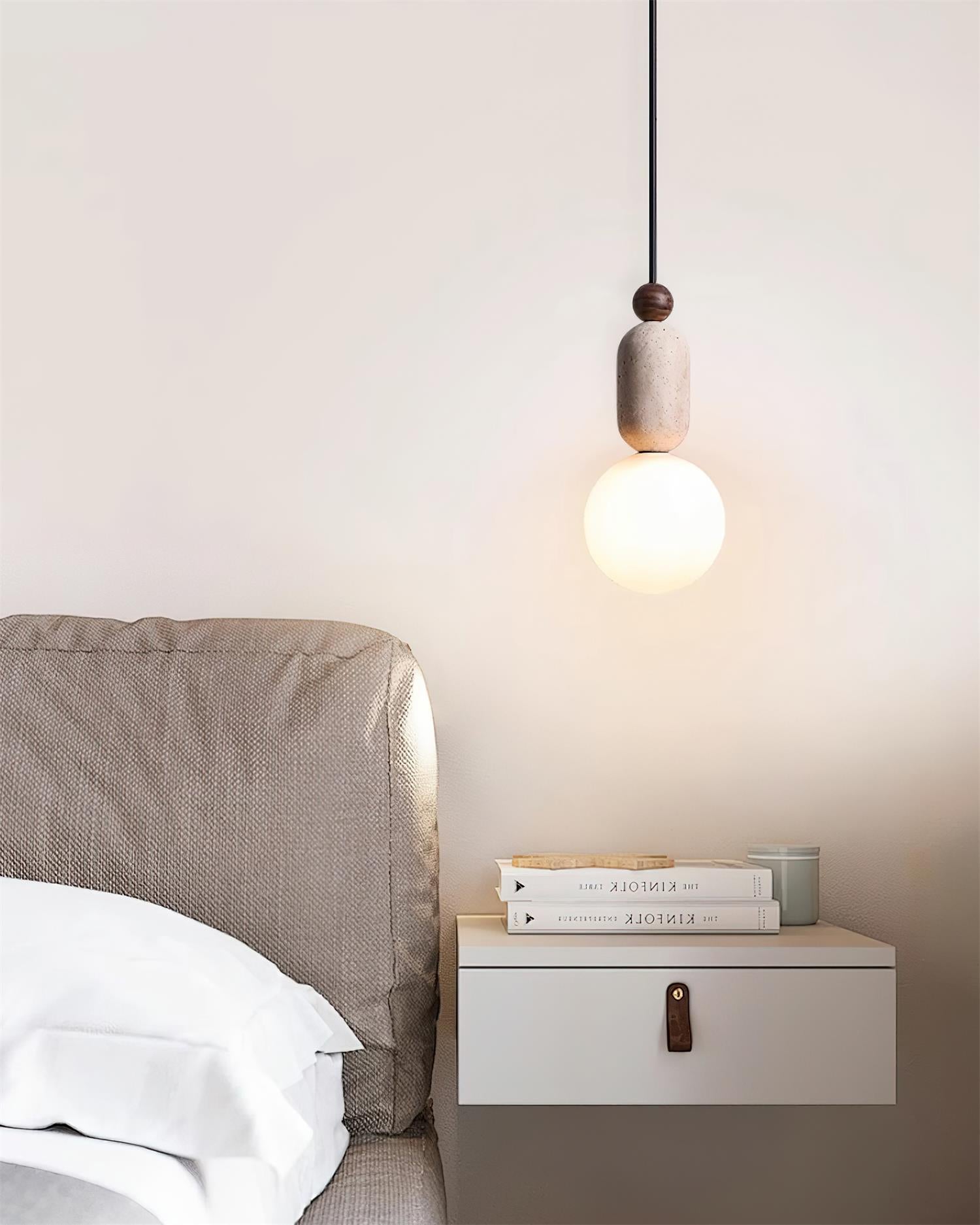 Wabi Sabi Travertine Glass Ball Pendant Light