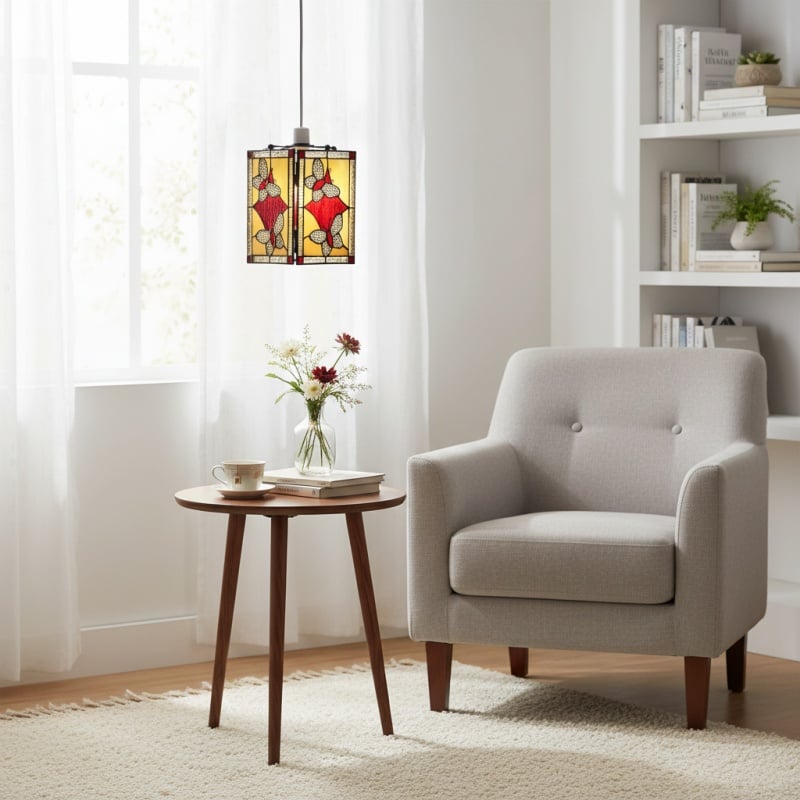 TF Butterfly Pendant Lamp - Artistic Stained Glass Pendant Light for Living Room or Bedroom