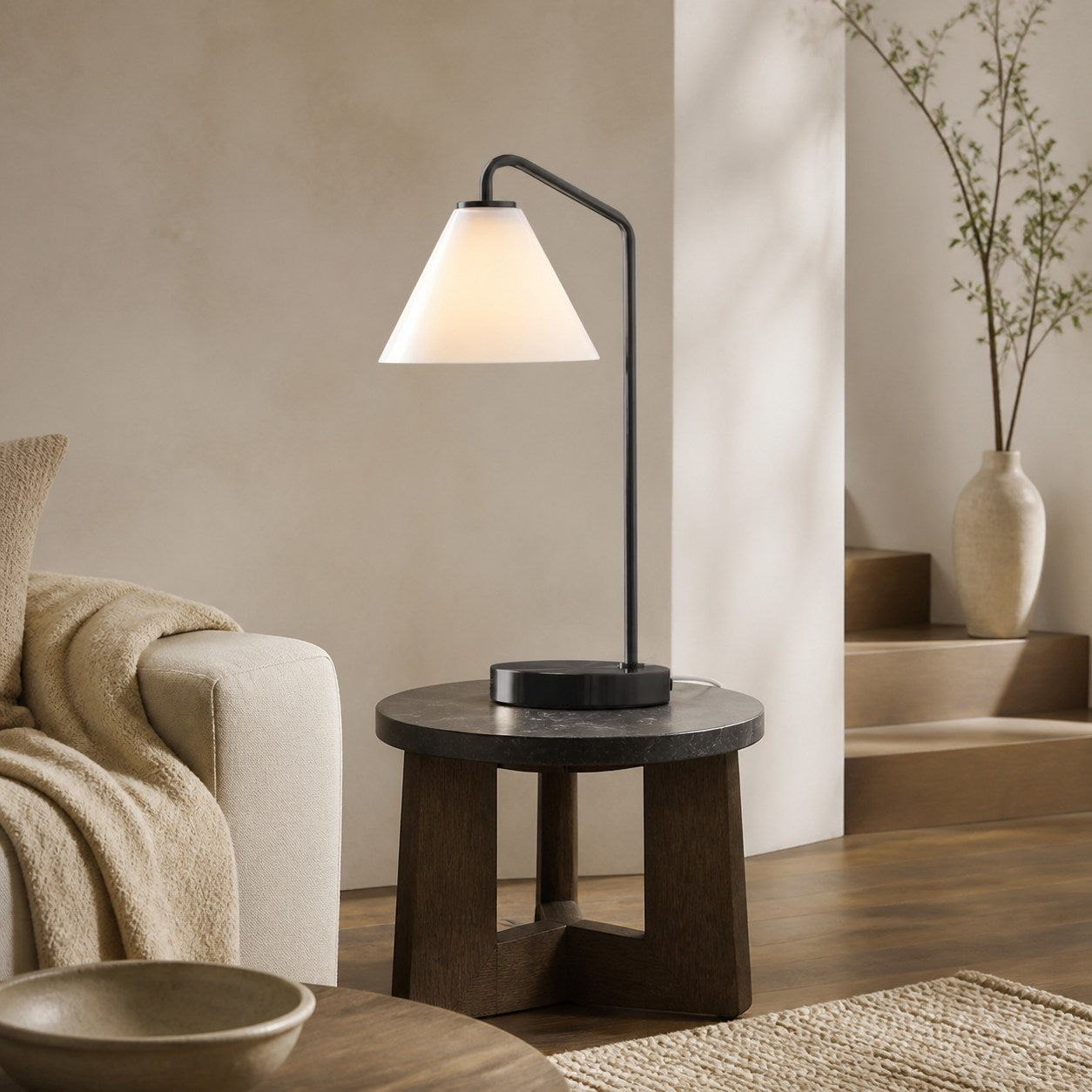Conica Sculptural Cone Table Lamp - Modern Glass Lighting for Bedroom or Desk