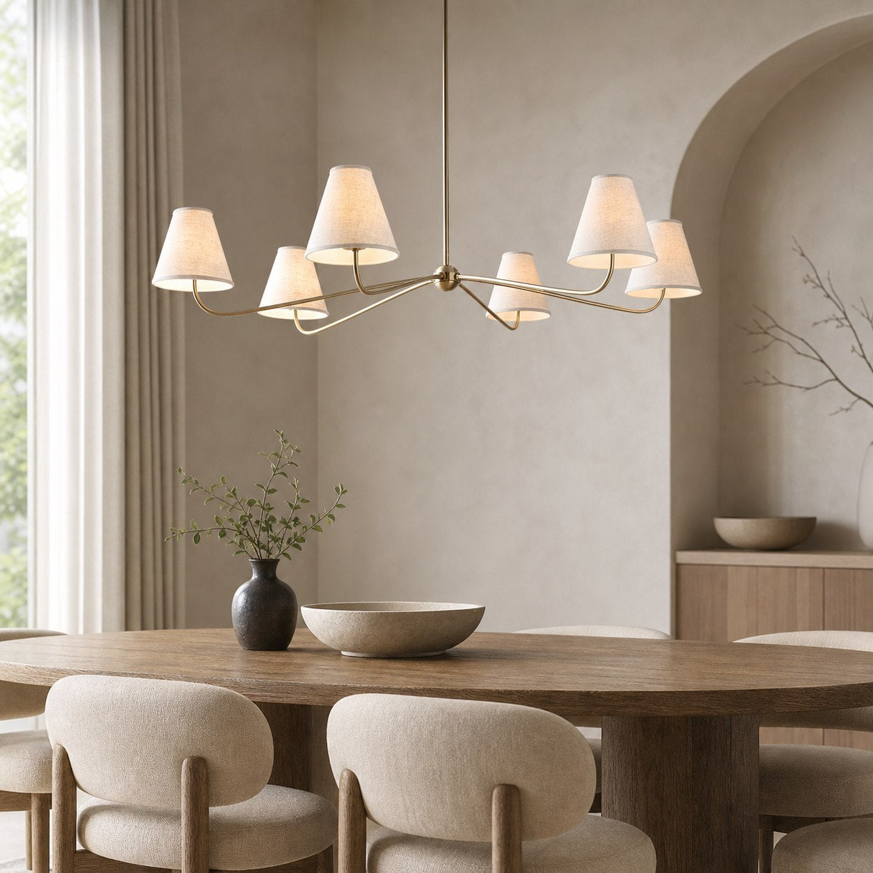 Fibura Metal Modern Linen Shade Linear Chandelier - Clean Lines
