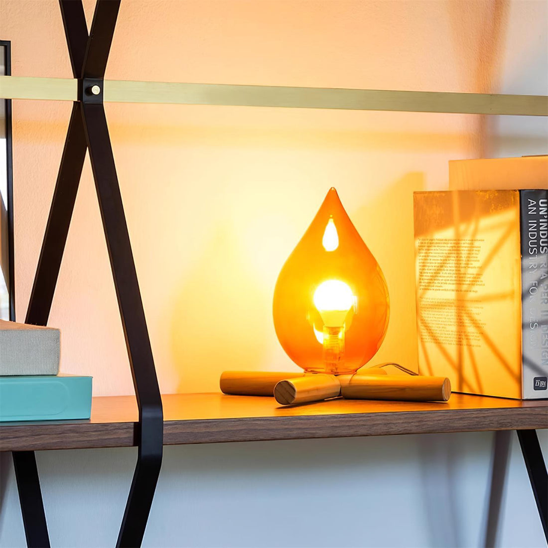 Firewood Stack Flame Table Lamp