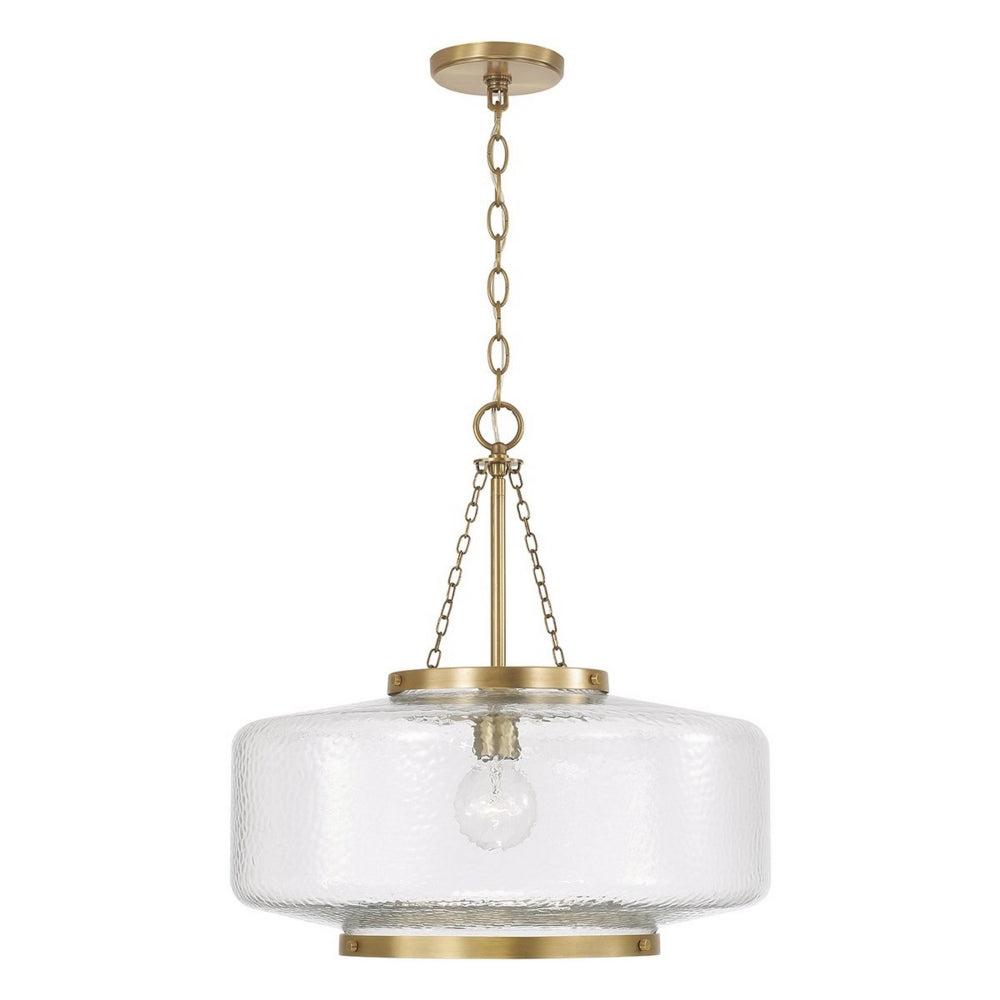 Modern Farmhouse Glass Cloche Pendant Light - Hammered Glass Pendant Light