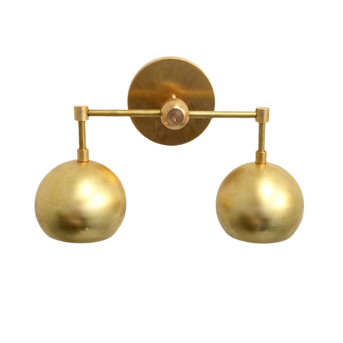 Raw Brass Wall Light - Double Ball Gold Metal Vanity Wall Sconce