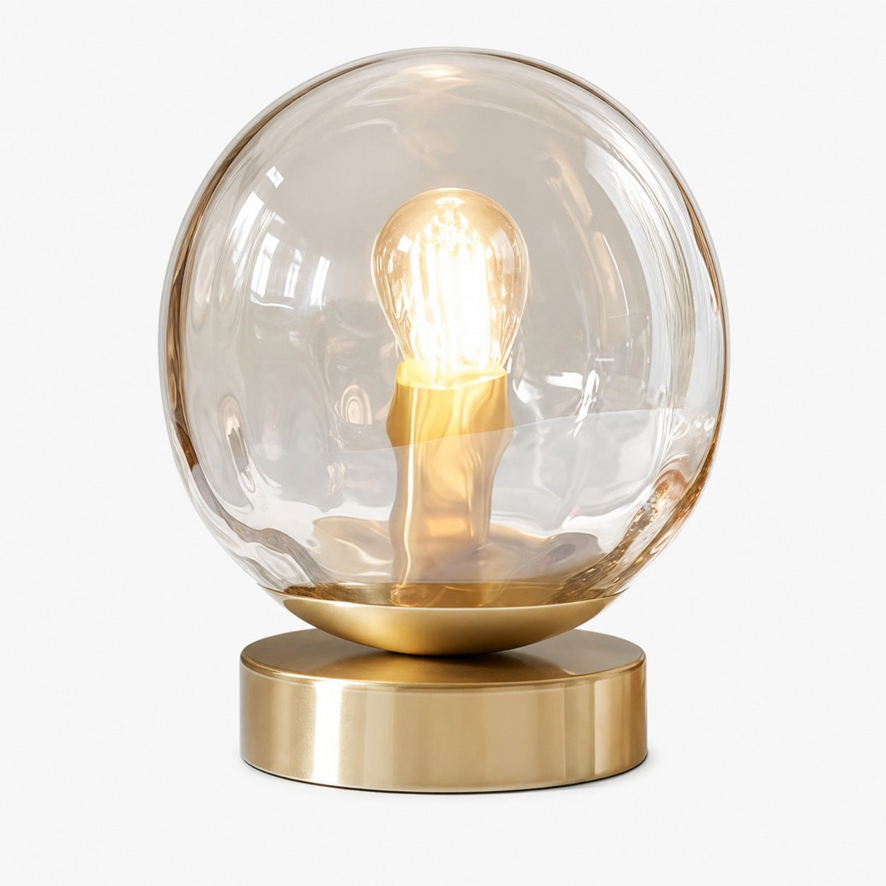 Tracian Modern Dimple Globe Table Lamp – Brass Ambient Decorative Lamp for Bedroom or Lounge