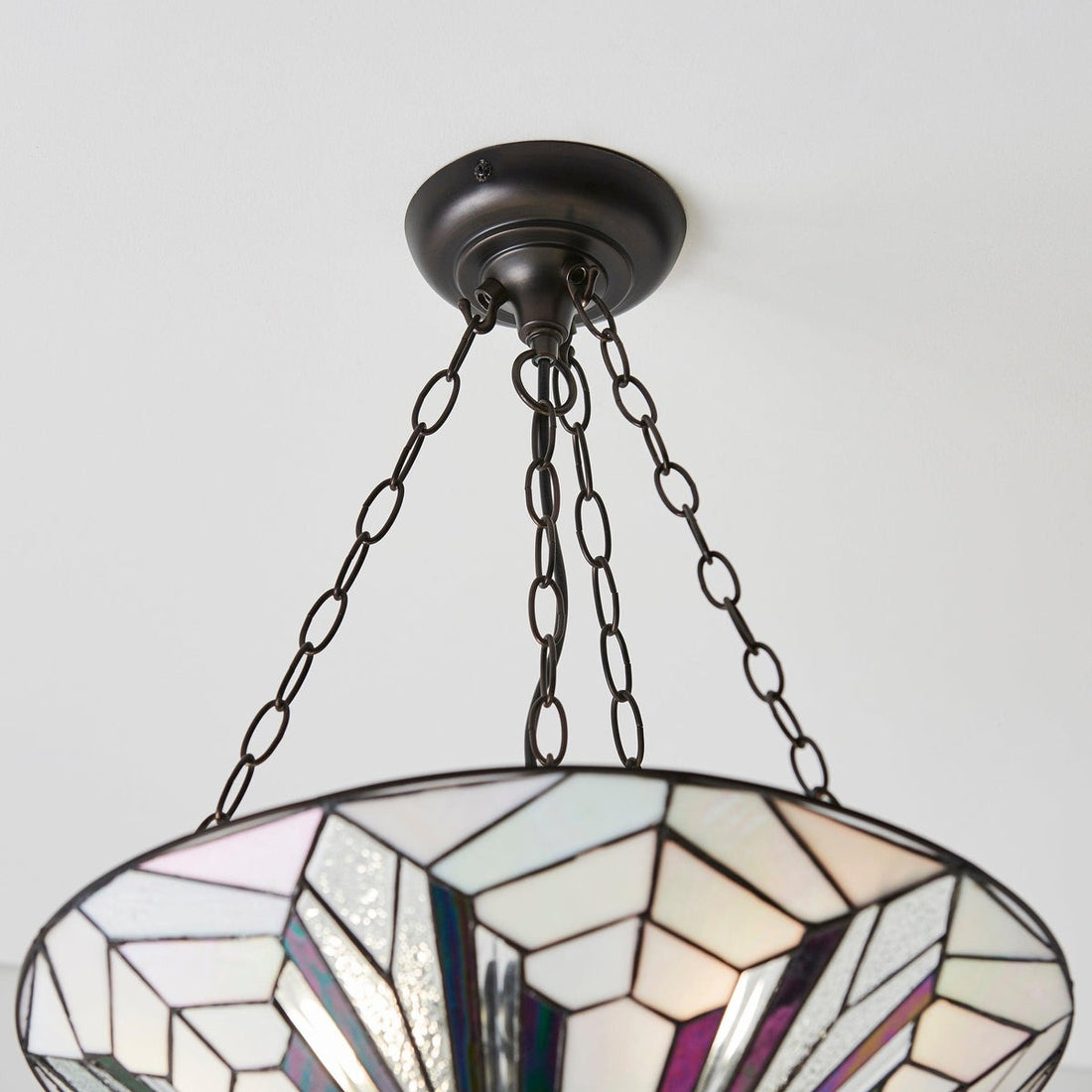 TF Astoria Decorative Stained Glass Semi Flush Light – Art Deco Ceiling Fixture for Entryways & Lounges
