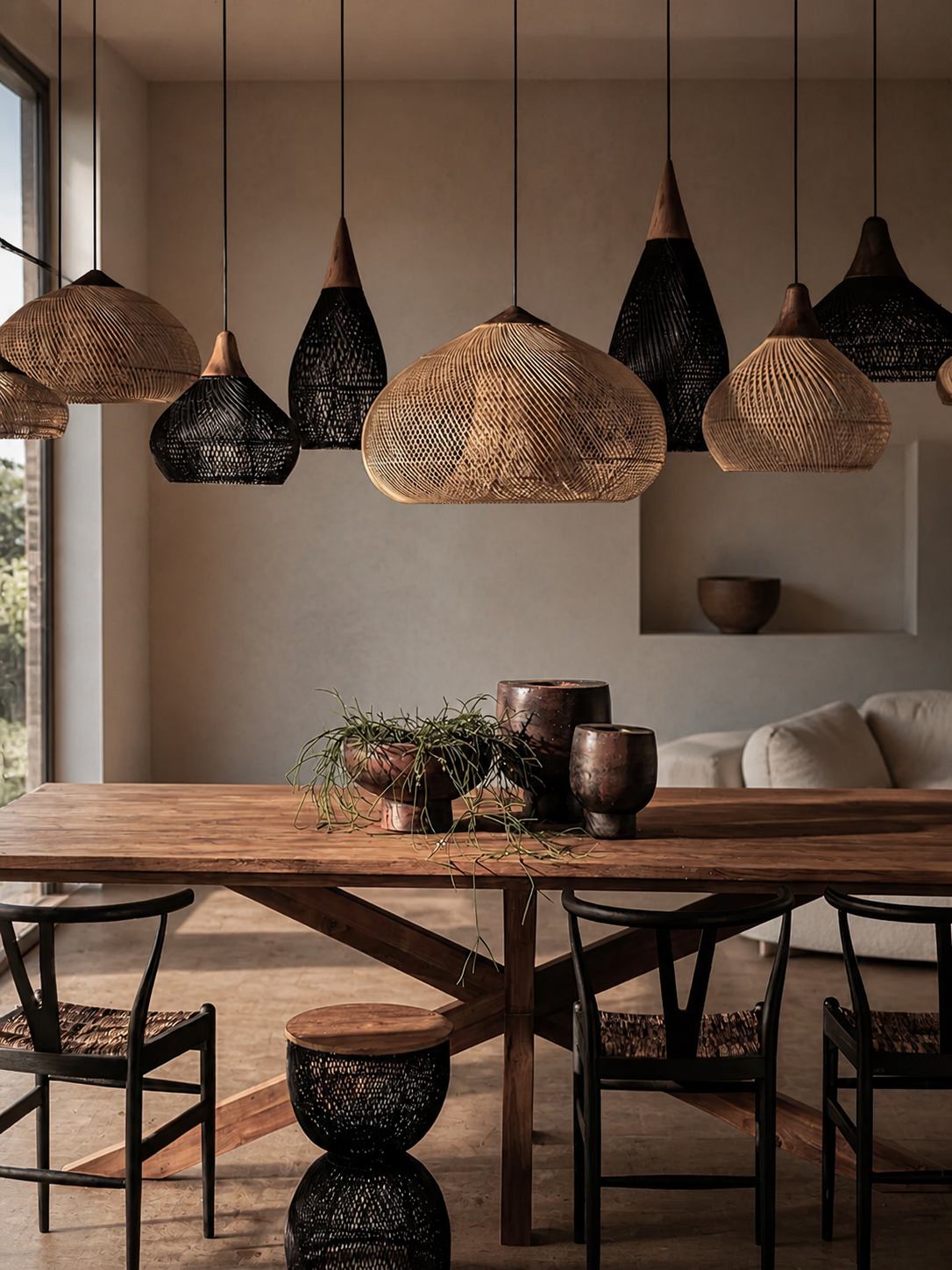 Harp Braided Rattan Pendant Lamp