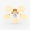 5-light modern gold ceiling fan light with white glass shades
