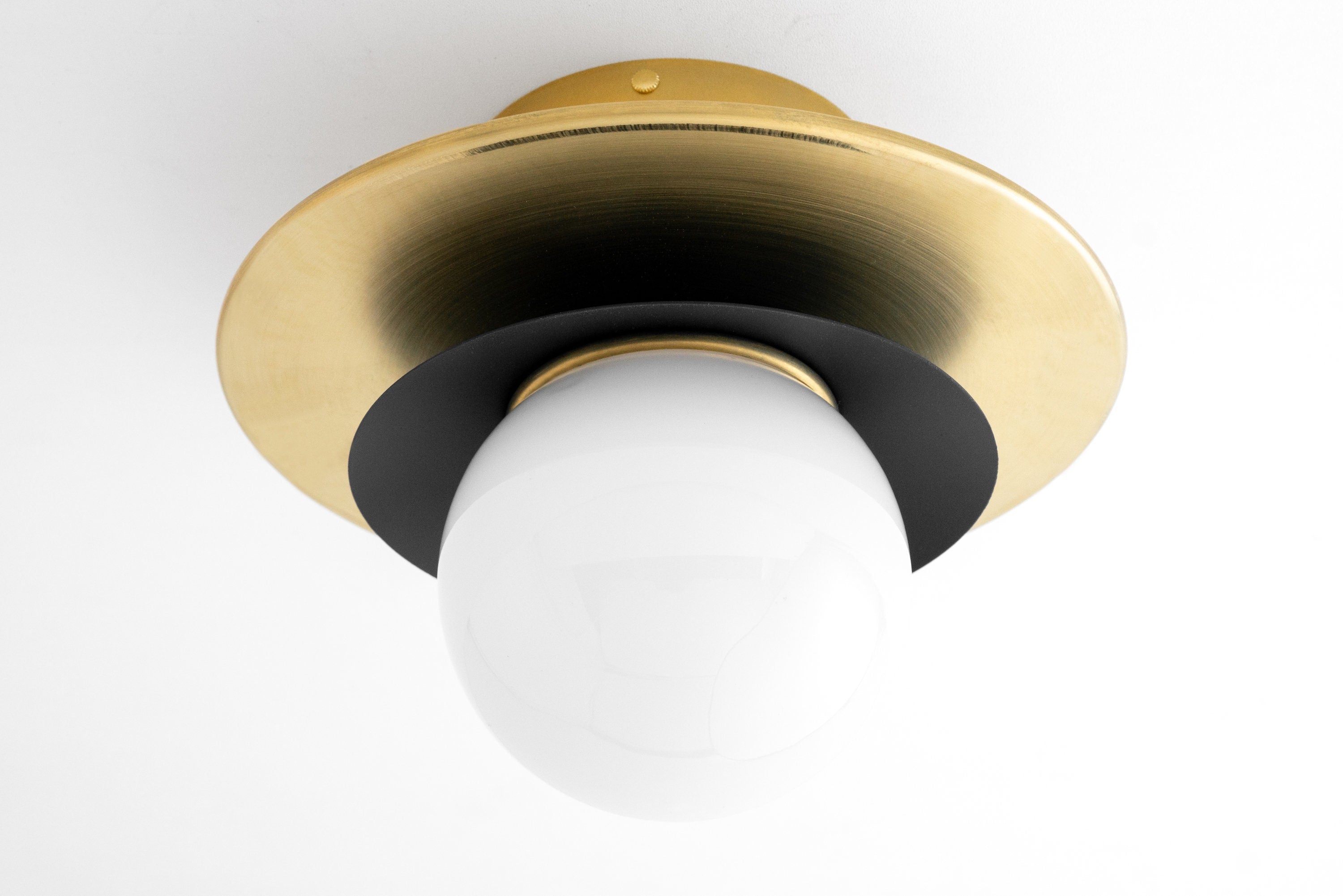 Artivo Layered Brass Globe Light – Versatile Opal Glass Ceiling or Wall Sconce for Stylish Spaces