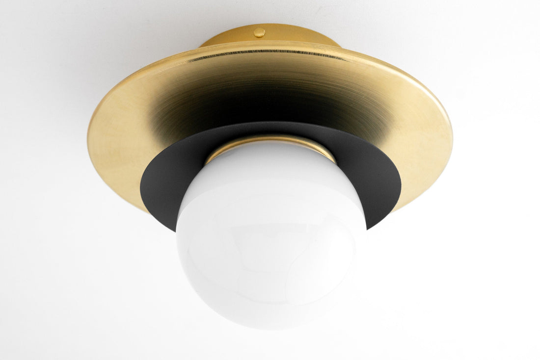 Artivo Layered Brass Globe Light – Versatile Opal Glass Ceiling or Wall Sconce for Stylish Spaces