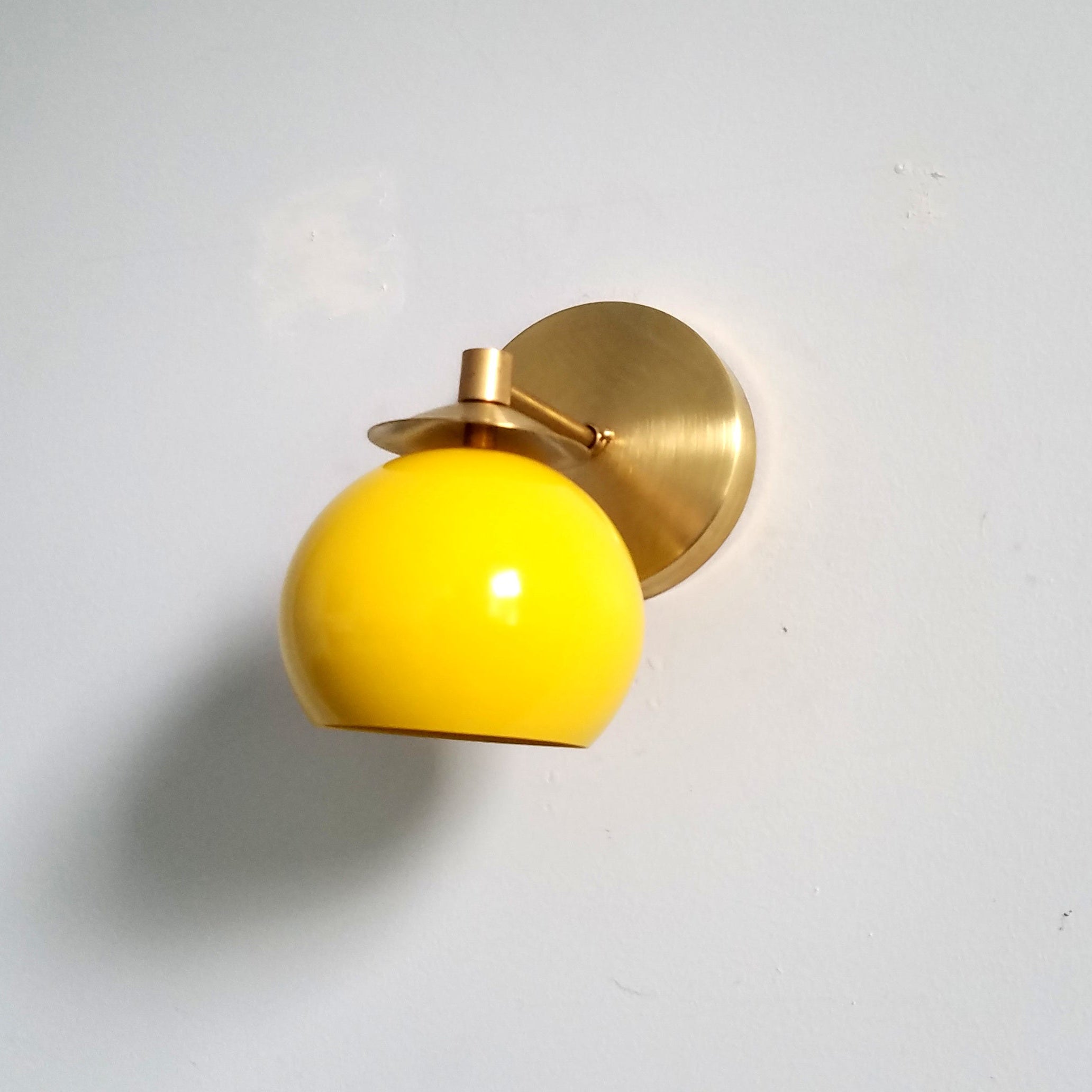 Mid-Century Wall Sconce - Brass Accents with Metal Shade Options