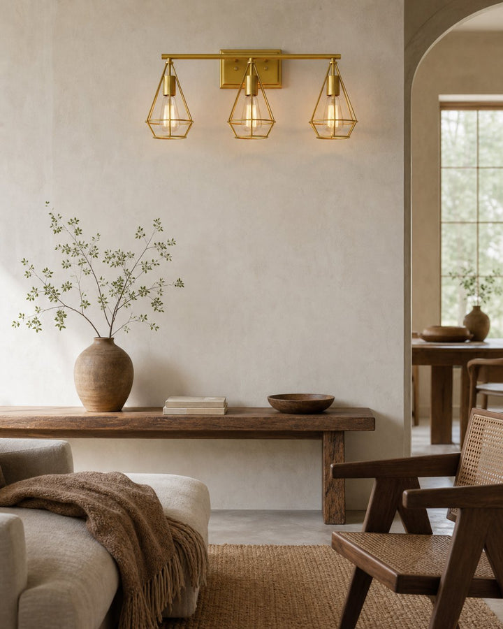 Solanivelo Retro Metal Wall Light with Diamond Hollow Shades for Kitchen Island
