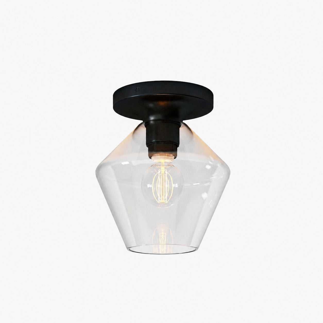 Merin Minimalist Sleek Geometric Glass Flushmount Light