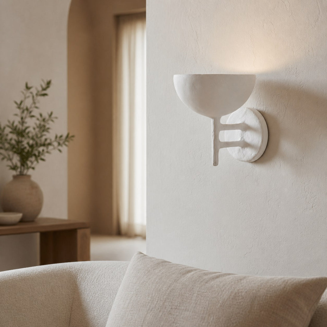Plara Decorative Wall Lamp – Plaster‑Covered Metal Wall Light Clean Modern Style for Bathroom Vanity & Accent Walls