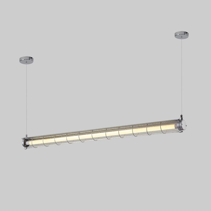 Glass Linearity Chandelier Artisan Clear Cast Iron Metal Sleek Sparkling