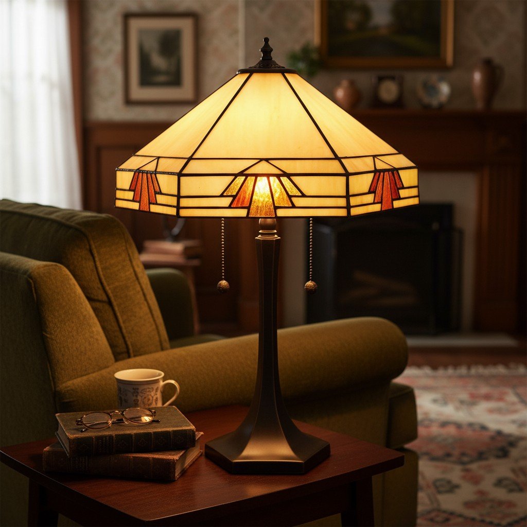 TF Nevada Geometric Stained Glass Table Light – Table Lamp for Living Rooms and Bedrooms