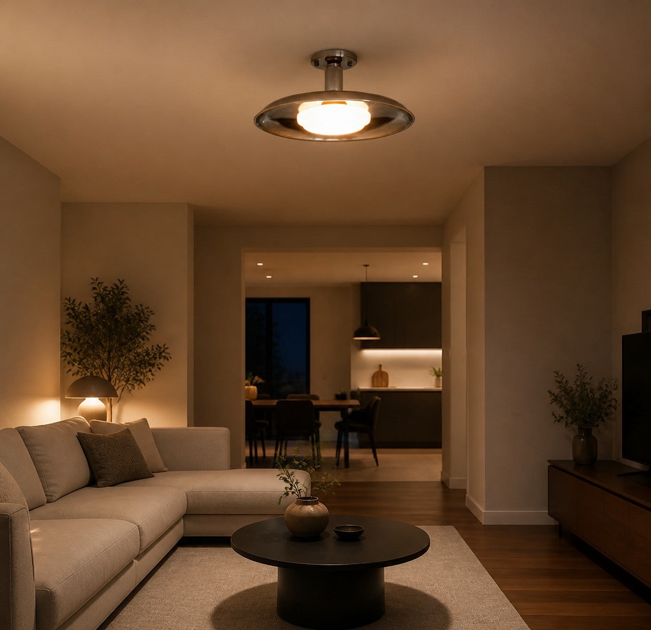 Pot-Lid Style Flat-Panel Ceiling Light