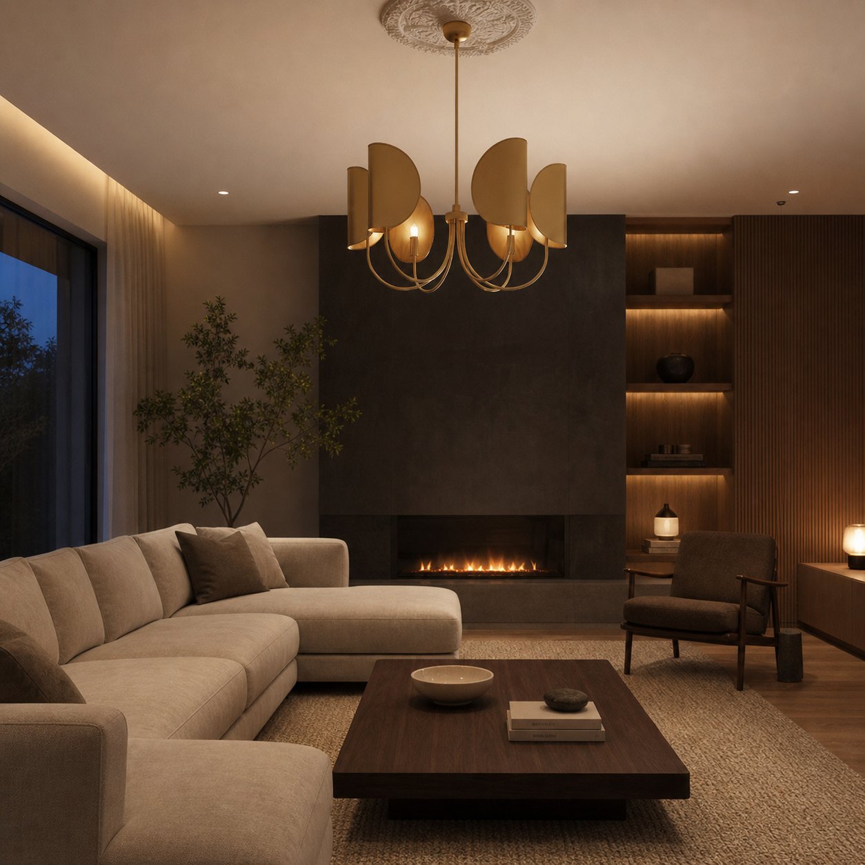 Leaf Brass Chandelier