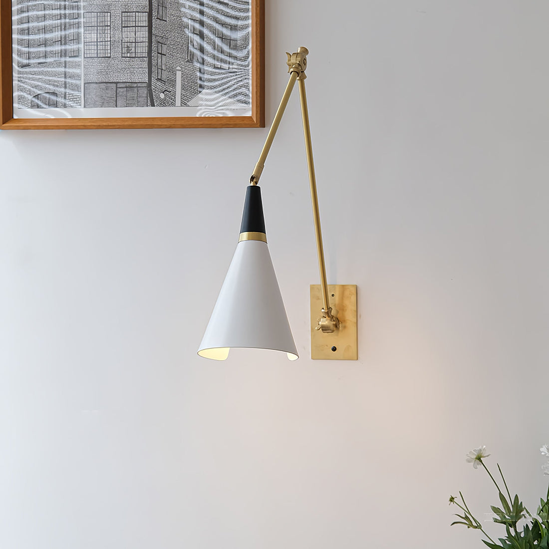 Vintage Metal Adjustable Swing Arm Wall Lamp
