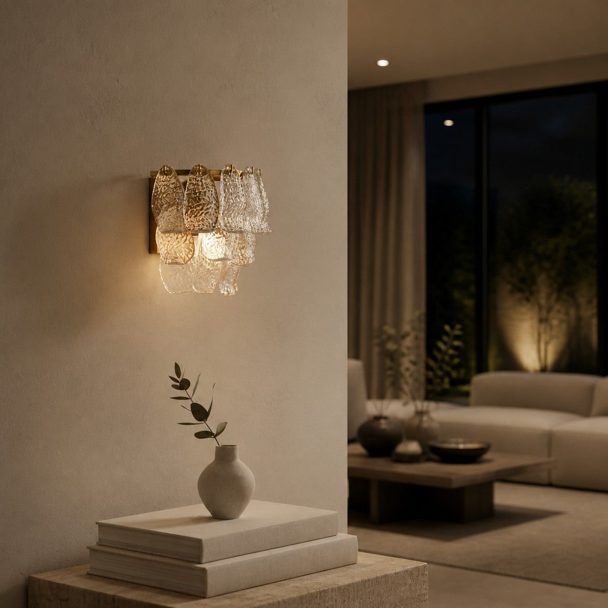 Lumvey Tiered Glass Sconce — Art Deco Wall Light for Bathroom and Hallway