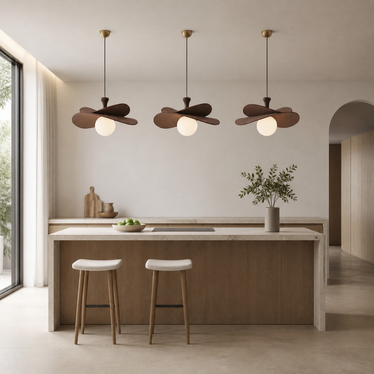 Orrise Blooming Petal Chandelier – Modern Metal and Wood for Living Rooms and Dining Rooms