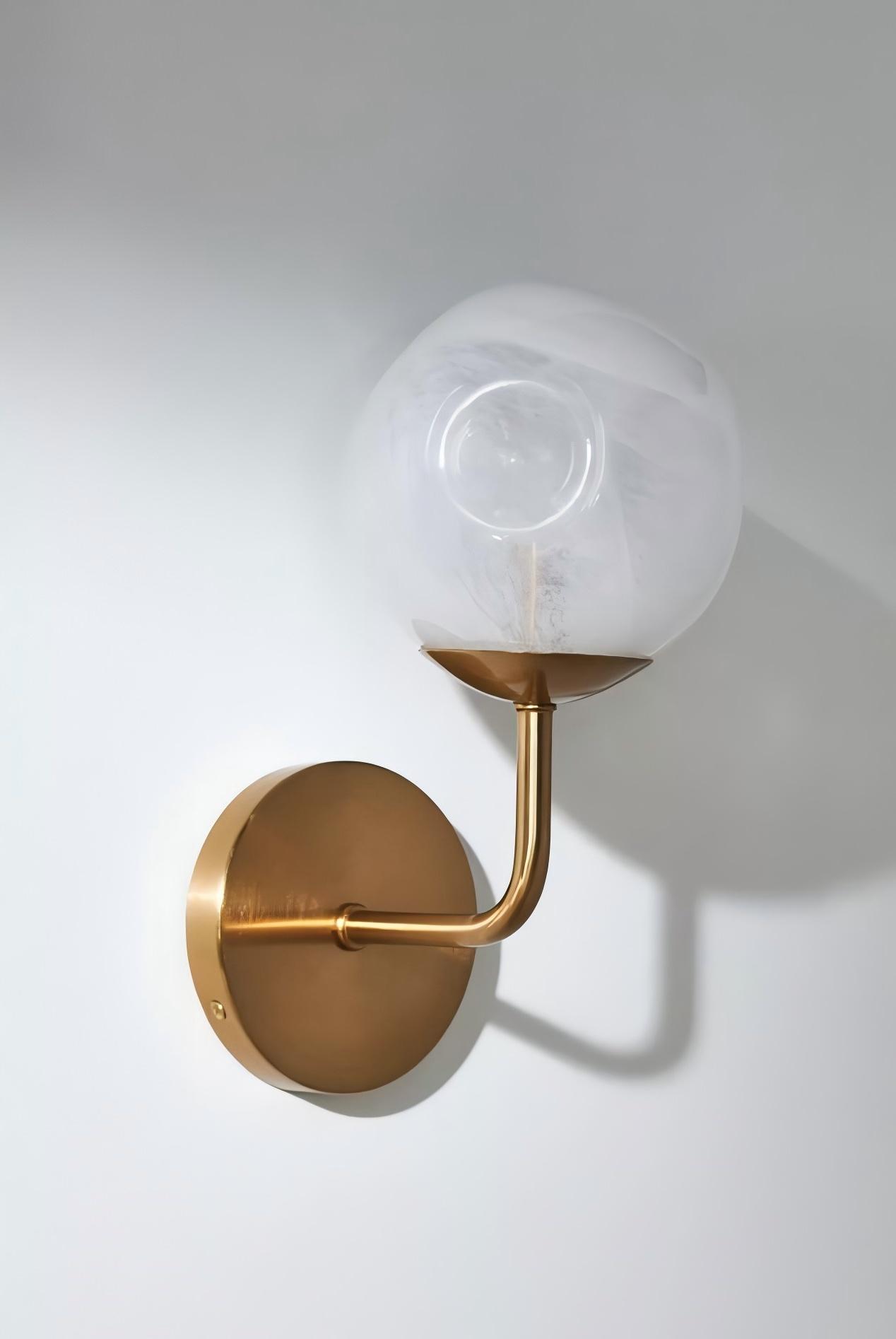 Pawrior Elegant Brass & Glass Wall Sconce – Soft Diffused Light for Residential