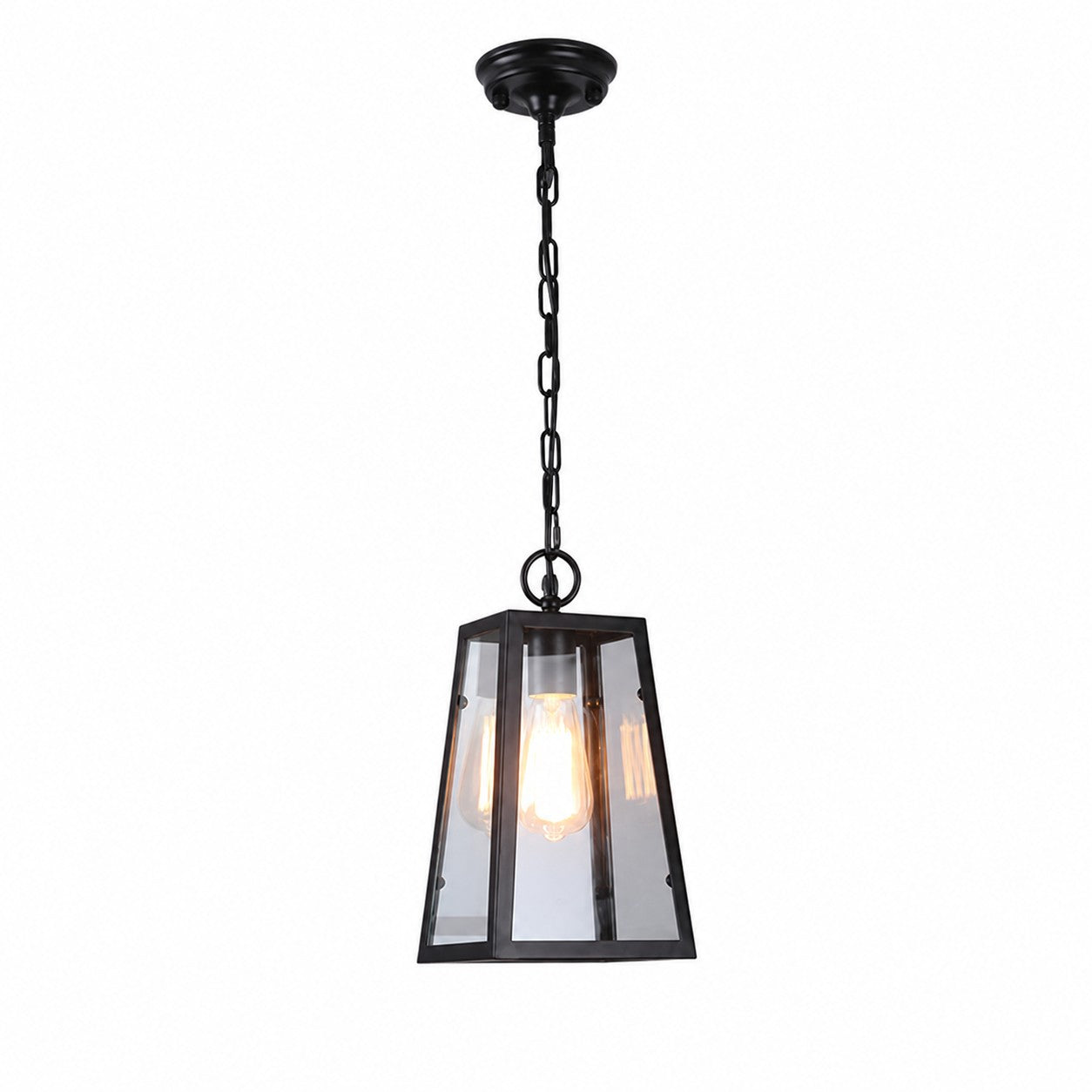 Black Trapeze Glass Pendant Light