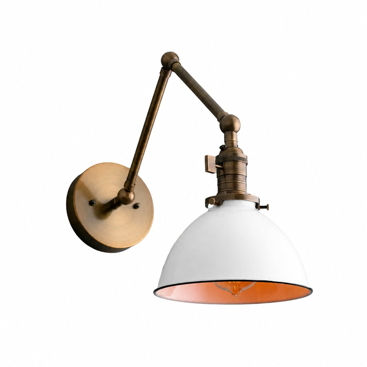 Conique Metal Vintage Industrial Swing Arm Wall Lamp - Adjustable Dome Shade for Study