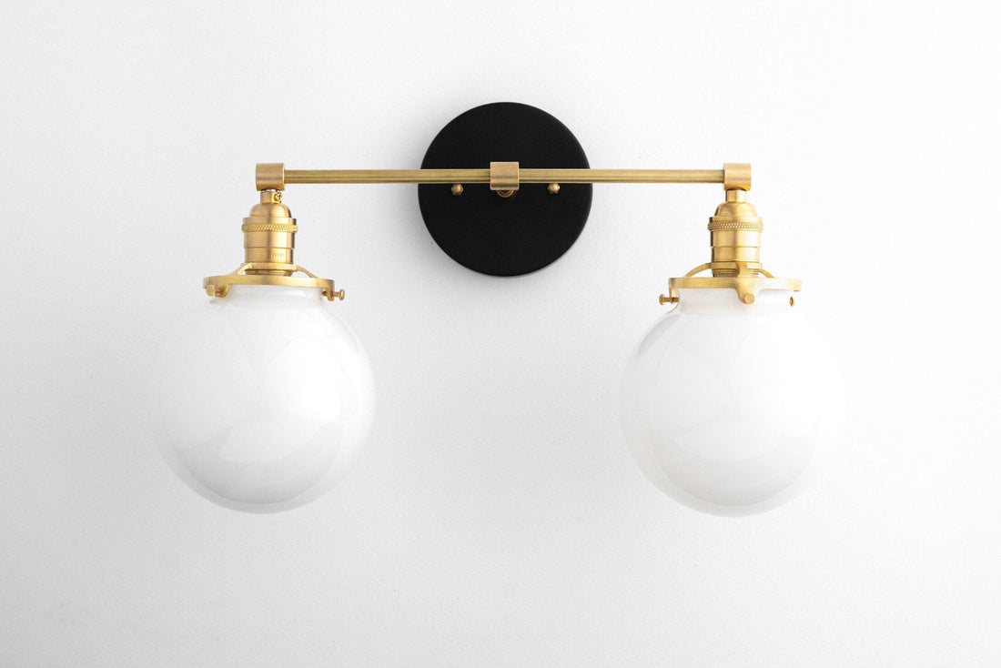 Lumio Globe Glass Globe Vanity Light - Modern Two Light Bathroom Sconce