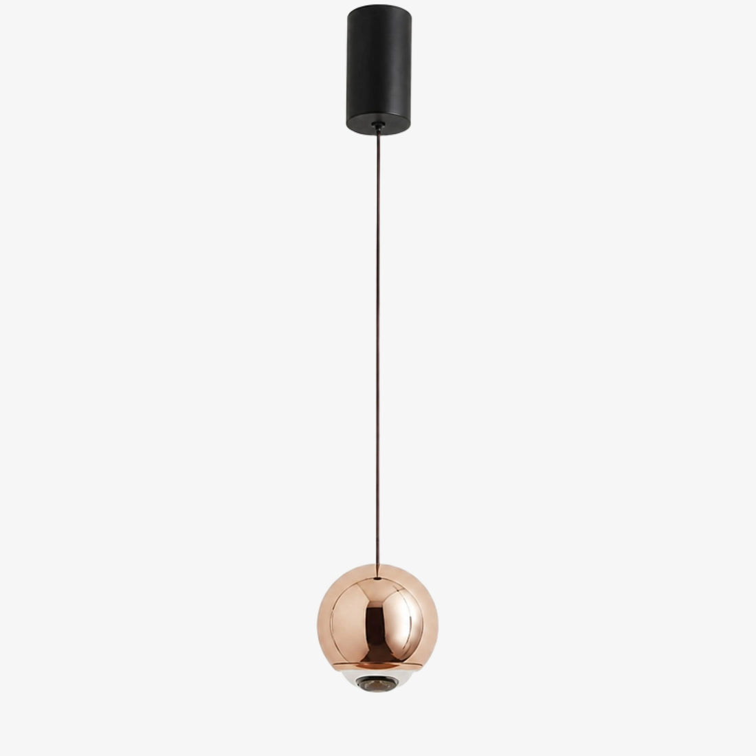 Rose Gold Luma Collection mirrored orb pendant light