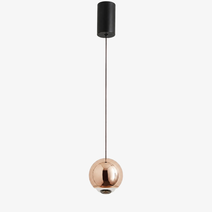 Rose Gold Luma Collection mirrored orb pendant light