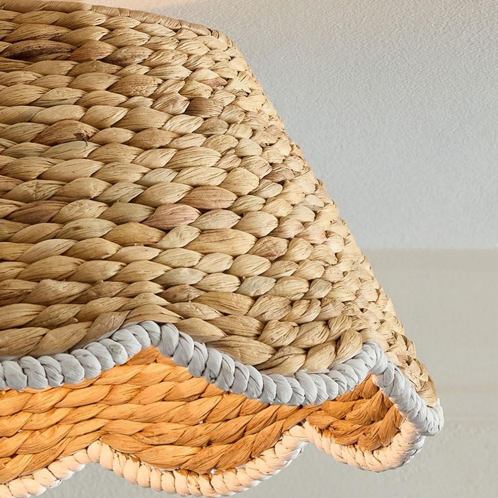 Ruvest Farmhouse Flush Mount Ceiling Light - Scallop Rattan for Warm Interiors