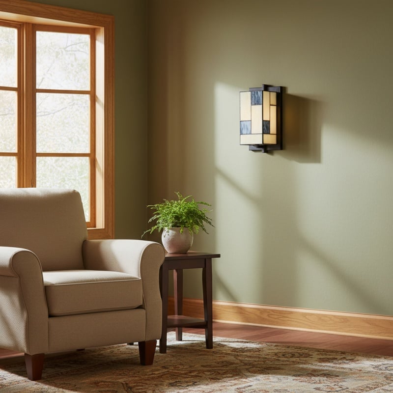 TF Manchester Glass Art Deco Wall Light – Stained‑Glass Sconce for Hallway and Living Room