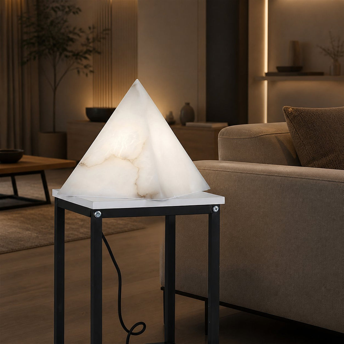 Alabaster Pyramid Table Lamp