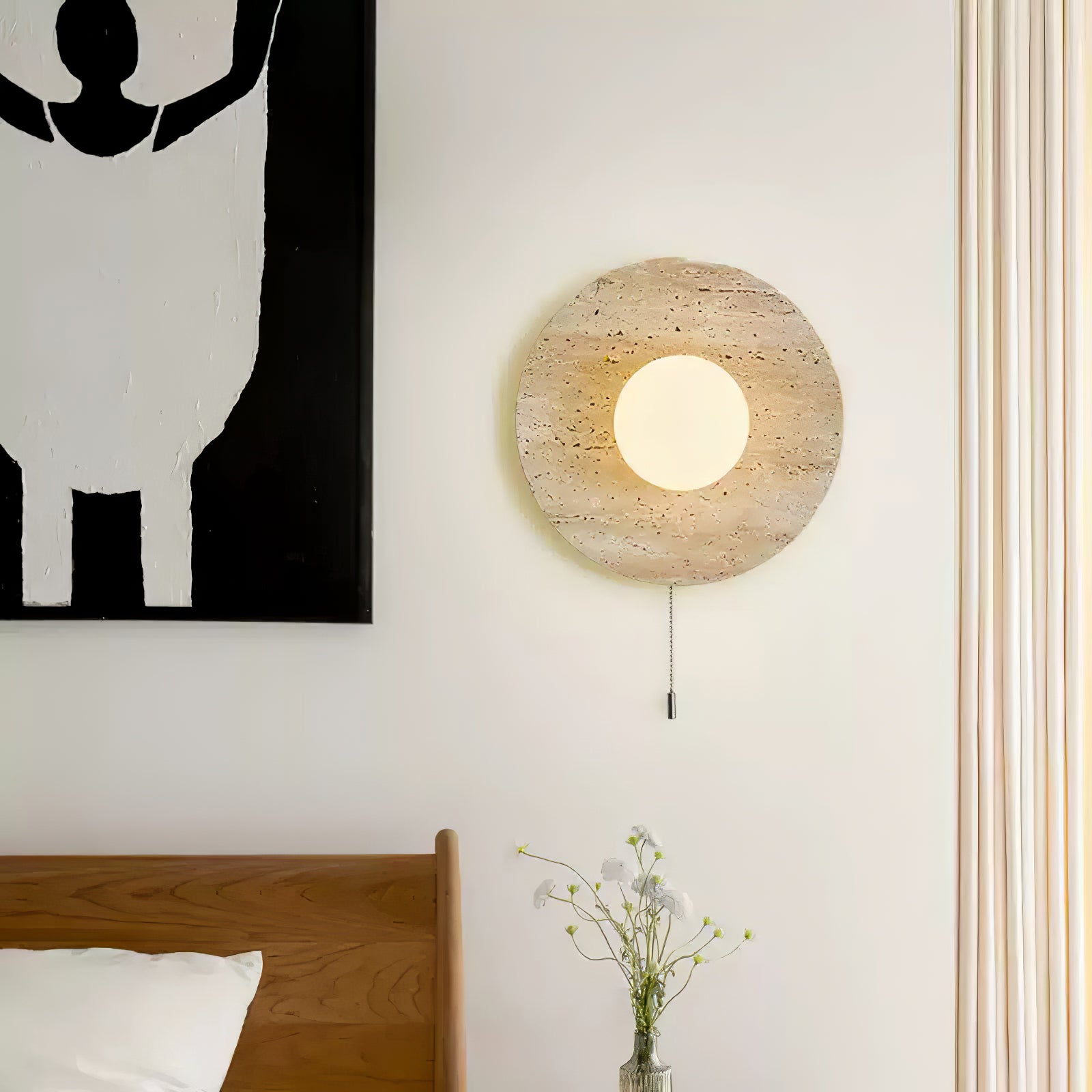 Retro Wabi Sabi Travertine Lunar Eclipse Wall Light